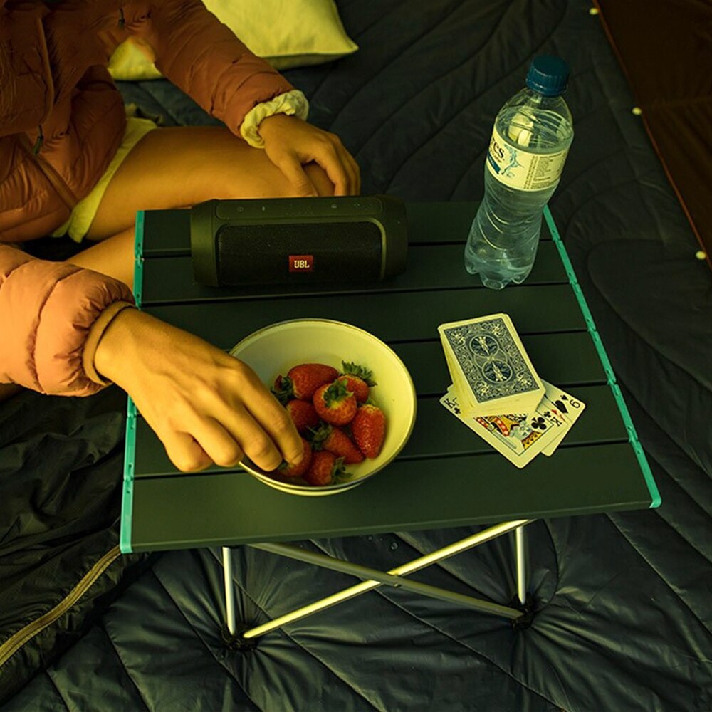 Aluminium sammenfoldeligt campingbord letvægts bærbart lejrbord sammenfoldeligt sammenklappeligt picnicbord i en taske udendørs campingmøbler