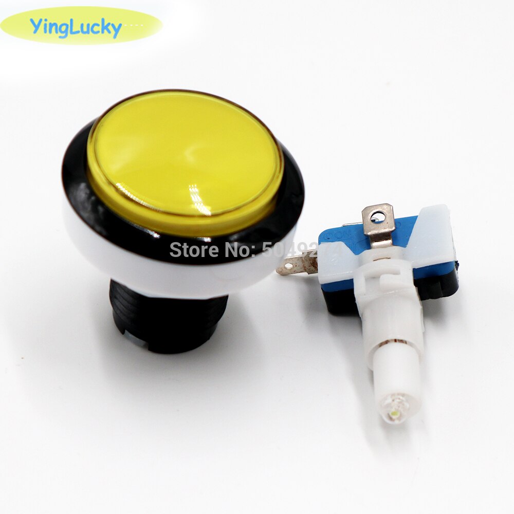 1pcs 46mm 12V arcade led verlichte ronde knop met microschakelaar voor Arcade game machine accessoires: Geel