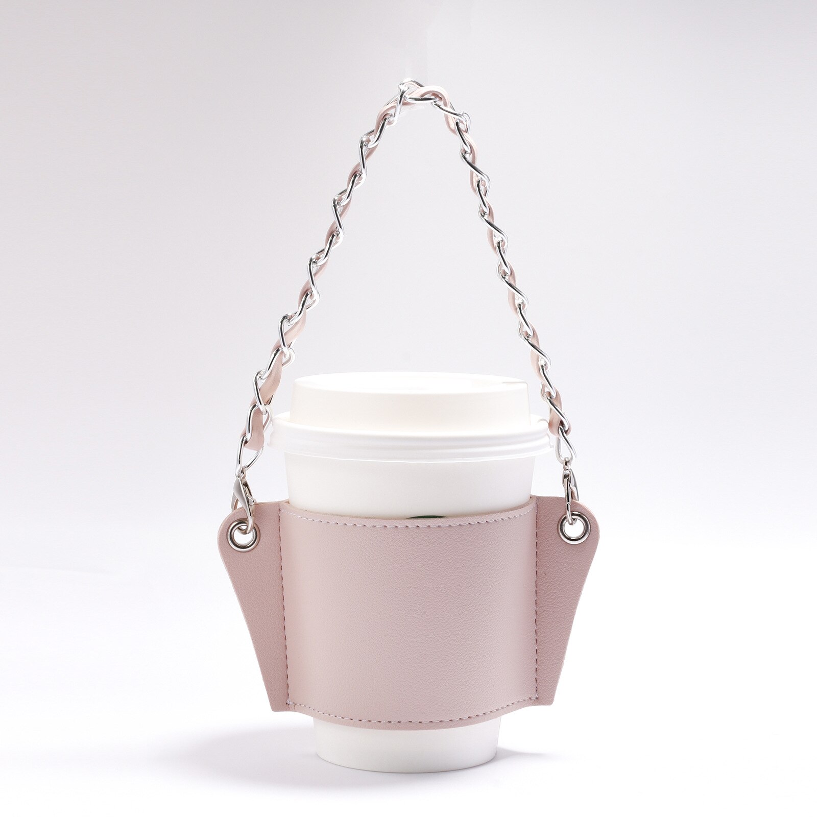 Manchon de tasse Portable pour boissons chaudes, réutilisable avec chaîne, manchon de boisson chaude isolé, en cuir, porte-gobelet