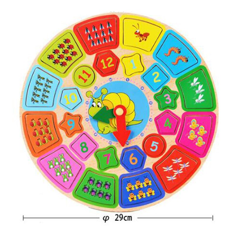 Multi-functional Wooden Early Education Cognitive Clocks For Children Disassembling Alarm Clocks Geometry Party Jigsaw Puzzle