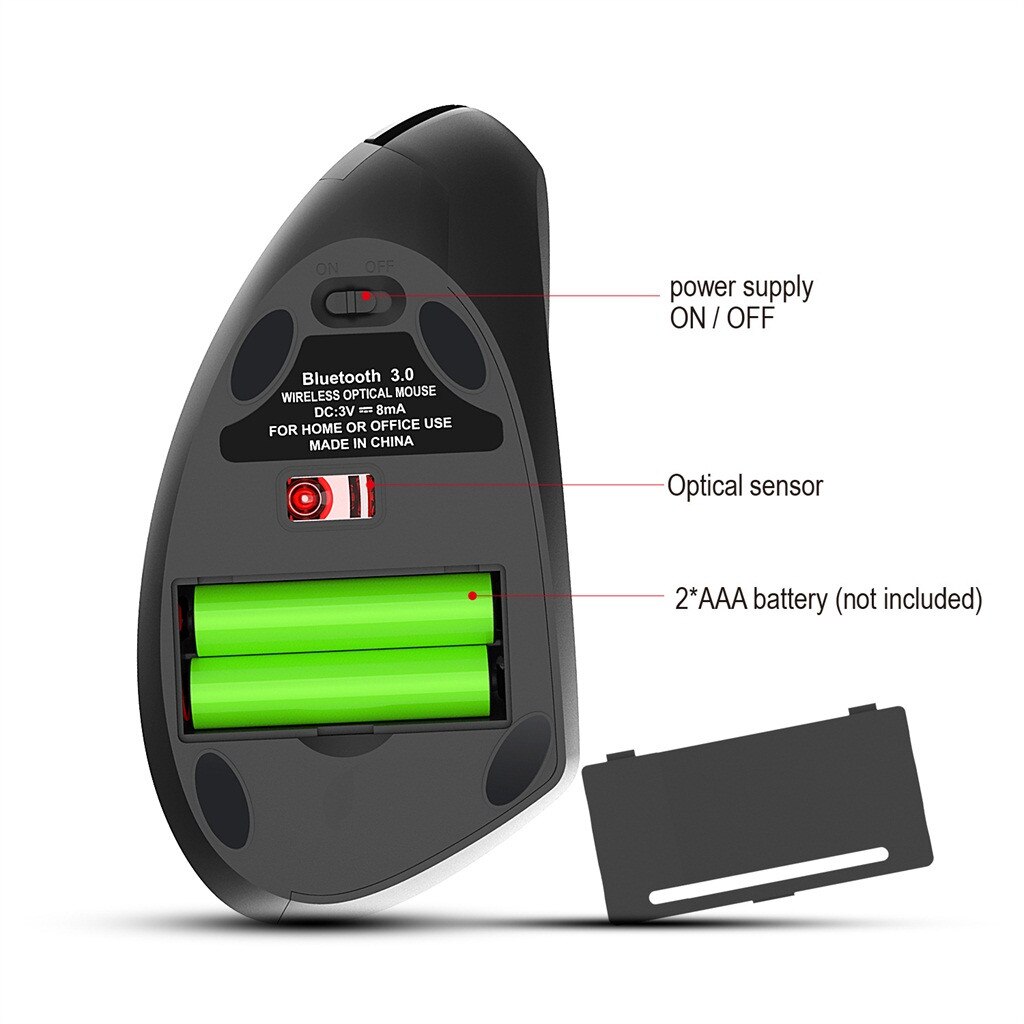 Bluetooth 3.0 kabellose maus, vertikale computermaus, ergonomische gaming-maus mit 2400 dpi, optische maus, gaming-maus für pc und laptop, spiele