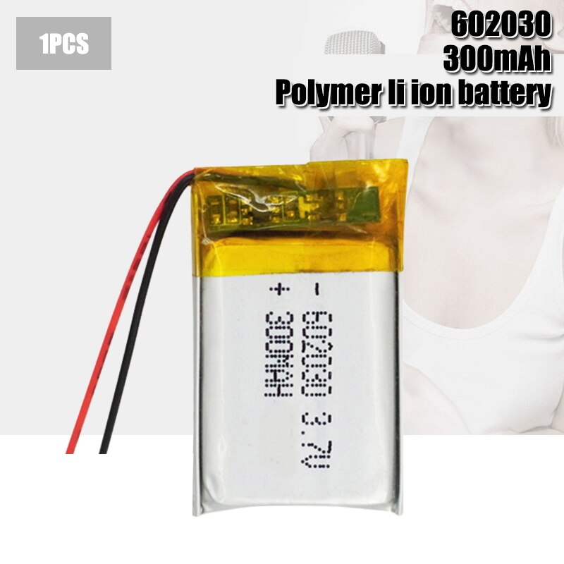 3.7V 300mAh Li-ion Battery 602030 Lithium Polymer Rechargeable Battery for MP3 MP4 bluetooth speaker GPS walkie-talkie razor: 1PCS