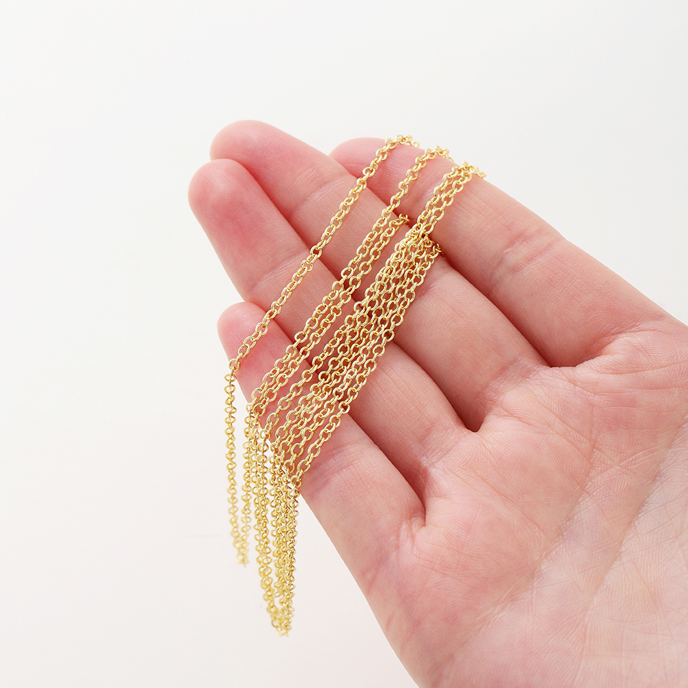 1 metro/lote 14K 18K chapado en oro latón Metal cadena de eslabones redondos DIY joyería hacer cadena para accesorios de joyería de costura