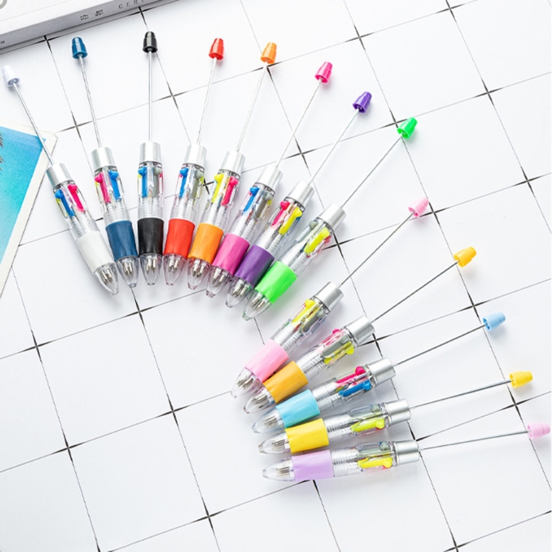 Stylo à bille multicolore perlé, 4 couleurs en 1, pointe 1.0MM, lisse pour écrire, pour étudiant, enseignant, marquage, 10