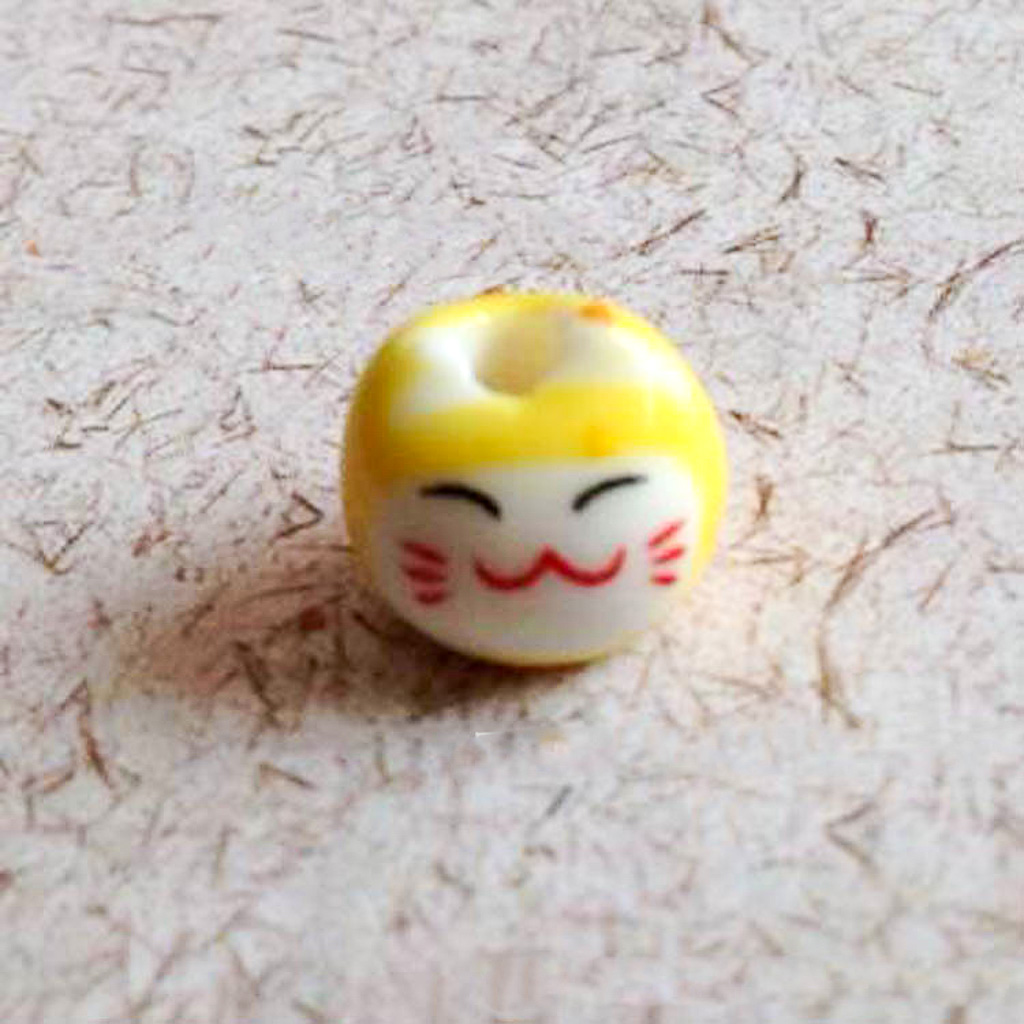 Cuentas de gato de la suerte para pulsera, Material de joyería hecho a mano, accesorios de cerámica pintados a mano, , número 9, 10 Uds., TMT07: Blanco