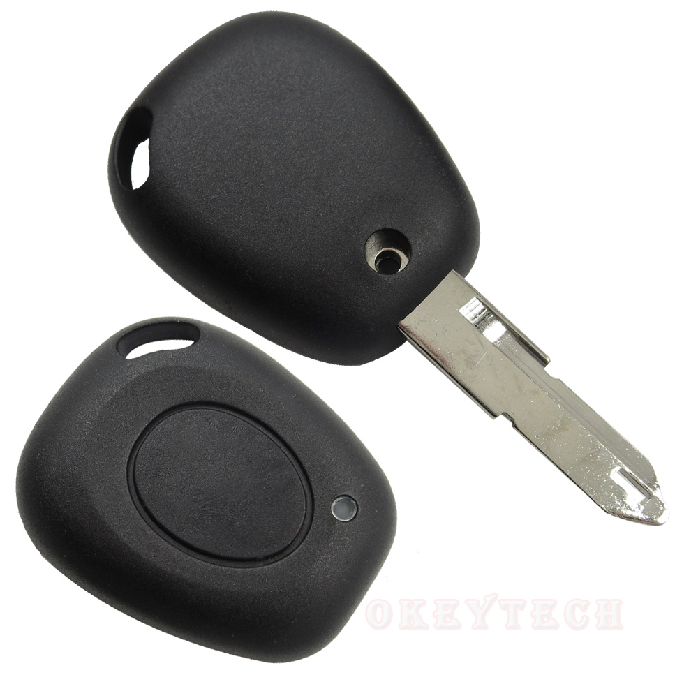 Carcasa para llave de coche con mando a distancia para Renault Megane Scenic Laguna Espace Clio, 1 botón sin cortar, cubierta de repuesto de cuchilla NE73