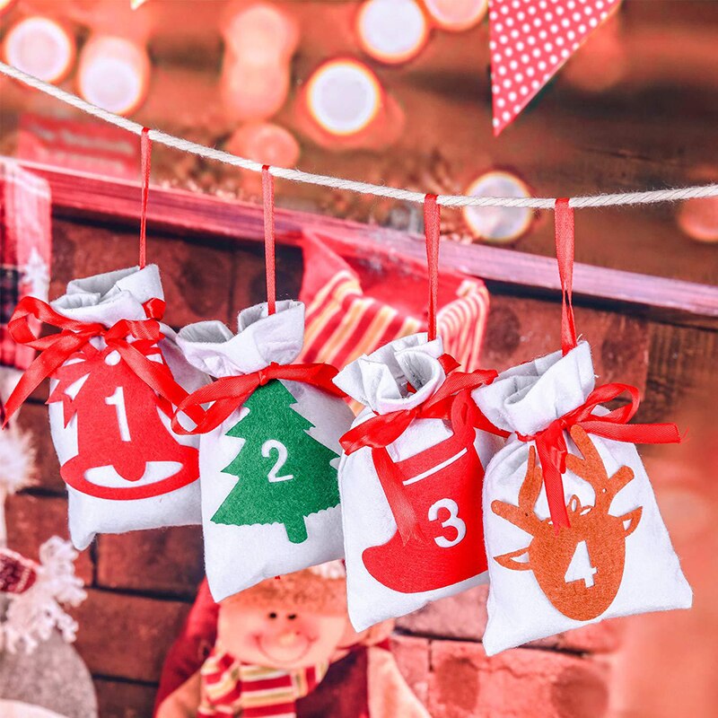 2019 natal advento calendário 11x16cm presente saco diy feltro contagem regressiva calendário guirlanda data 1-24 1-31 ano novo natal decoração de natal