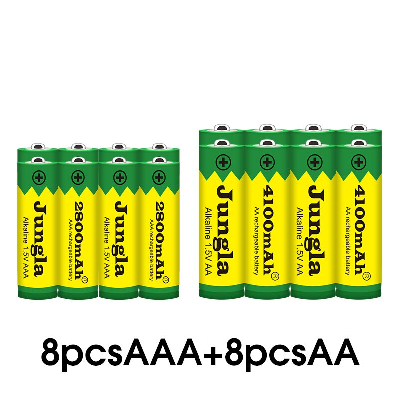 Aa+aaa 100% 1.5v uppladdningsbart aa batteri aaa alkaliskt 2800-4100 mah för ficklampa leksaker klocka  mp3 spelare byt ut ni-mh batteri