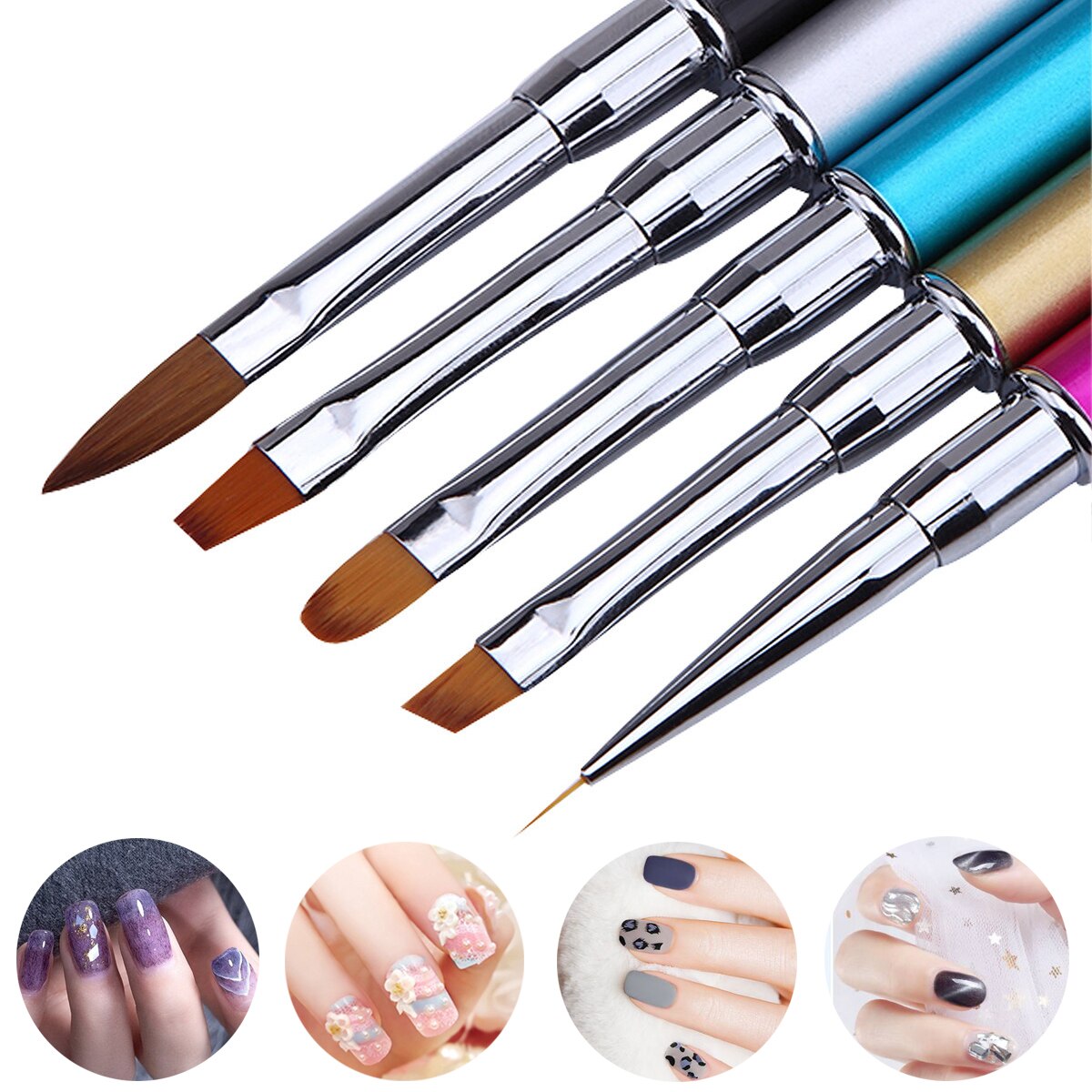 Spiker uv gel pensel liner penn krystall håndtak manikyr negler fransk Kunst akryl uv gel prikker penn forlengelse mann pensel verktøy