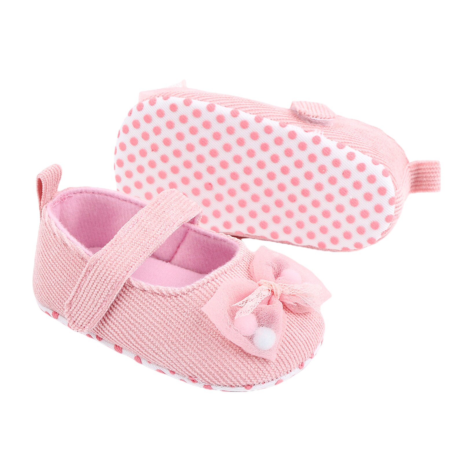 Girl's Solid Princess Shoes Soft Anti-Slip Flats Sole Baby Shoes with Bowknot Decoration 0-18M Baby First Walkers Shoes