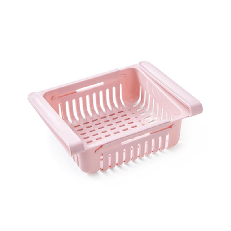 Retractable Kitchen Fridge Organizer Slide Under Shelf Drawer Box Rack Holder Space Saving Refrigerator Drawer: Pink