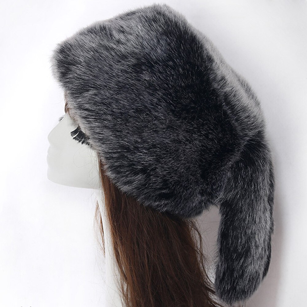 Vrouwen Hoeden In Winter Thicken Warm Faux Vos Bontmuts Russische Outdoor Ski Cap Mode Zachte Comfortabele Casual Herfst Winter hoed: Black Jade Fox
