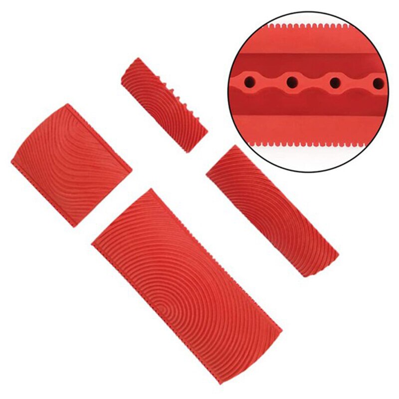 HLZS-6Pcs Wall Texture Art Painting Tool Set Wood Graining Painting Tool Art Wallpaper Imitation Wood Grain Tool
