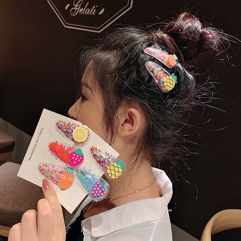 5Pcs/Sets Girls Women Hair Clips Snaps Hairpin Fruit Print Cute Hair Pin Hair Fruit Accessories