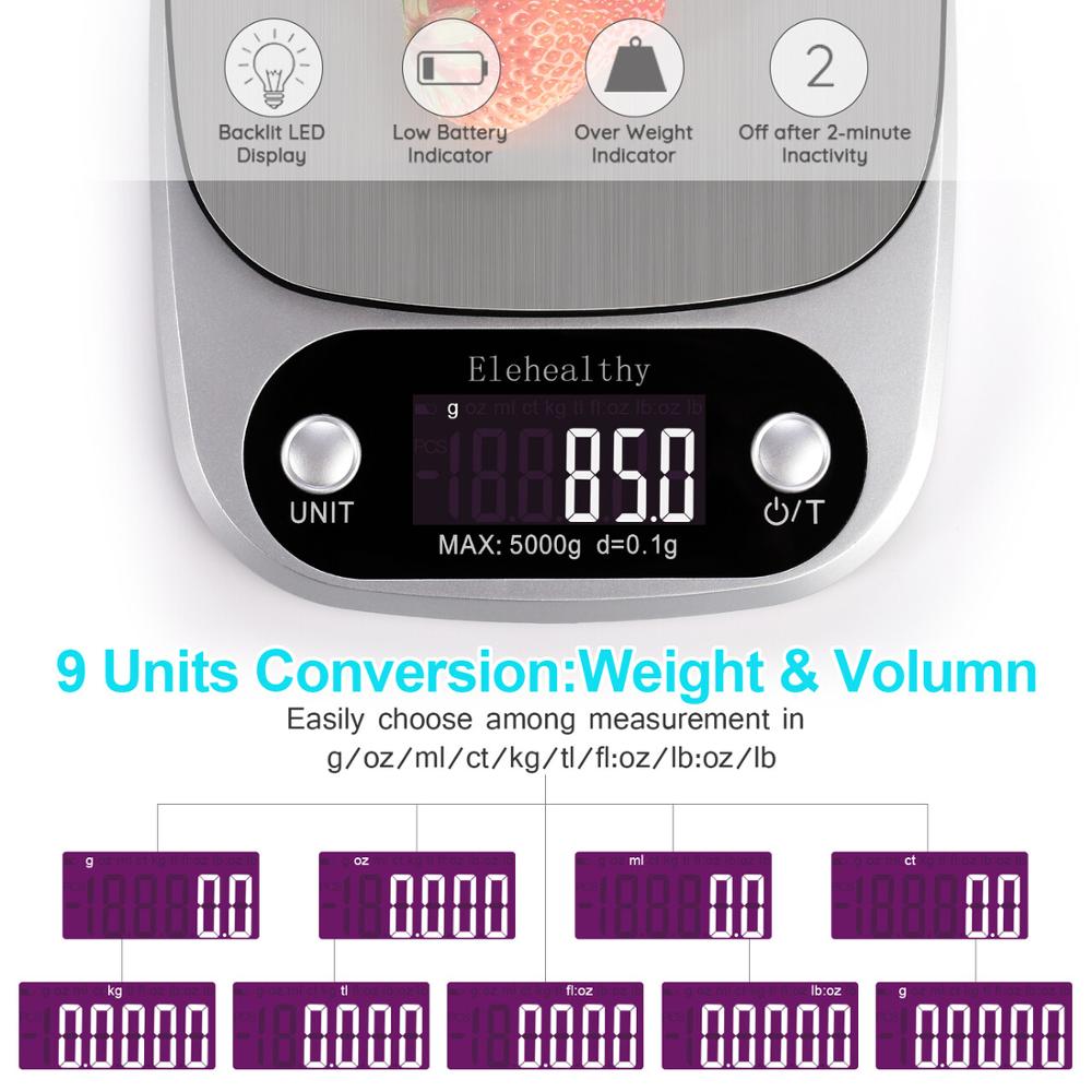 Balanza de cocina electrónica USB de precisión de acero inoxidable, balanza para alimentos, 0,1/1 gramos, herramientas de cocina y hogar