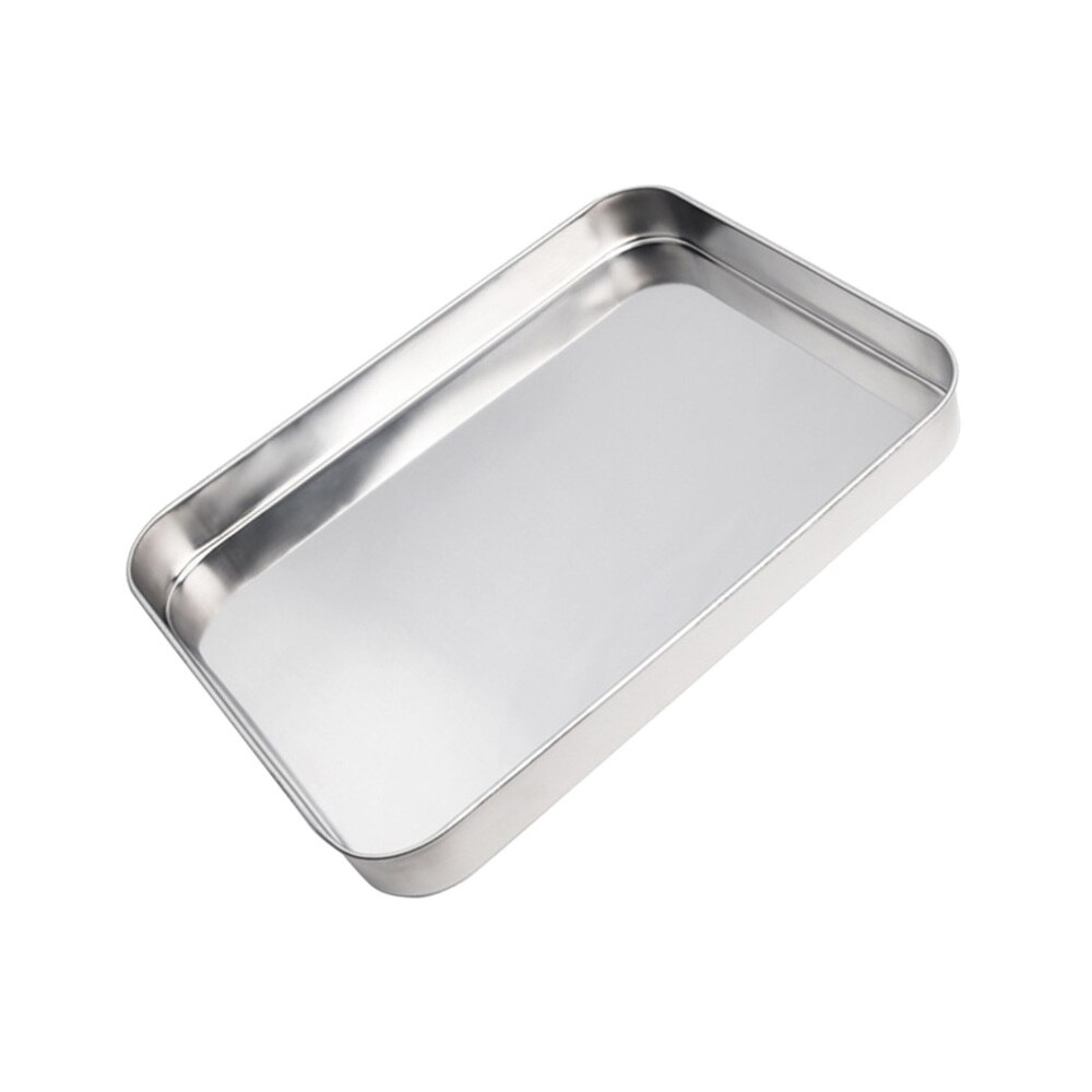 10inch Stainless Steel Baking Tray Rectangular Rice Noodles Roll Plate Steaming Dish for Home Restaurant: Default Title