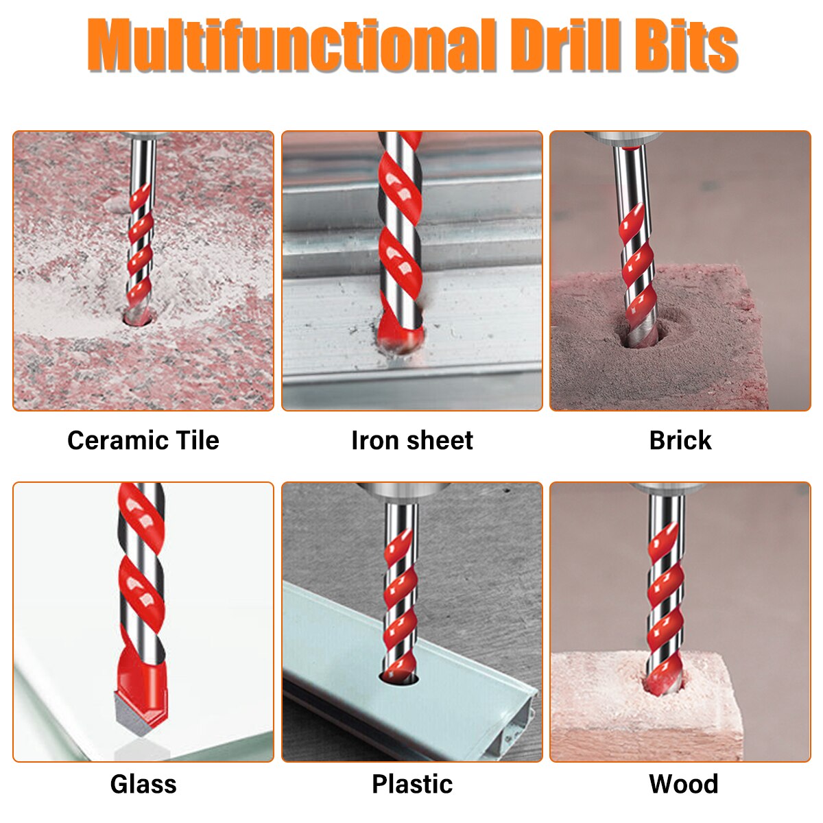 5/7 Pcs Set Drill Bits Triangular-overlord Handle Multifunctional Drill Bits Perforator Ceramic Marble Tile Drill Handle