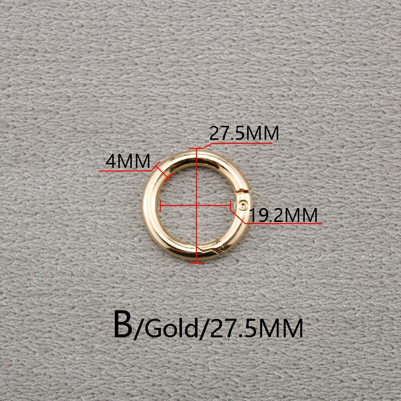 BAMADER Circle metalowy haczyk na sprężynie O Ring otwierany klucz pierścieniowa klamra wysokiej jakości akcesoria sprzętowe złoty srebrny pistolet klamra: B Gold27.5MM