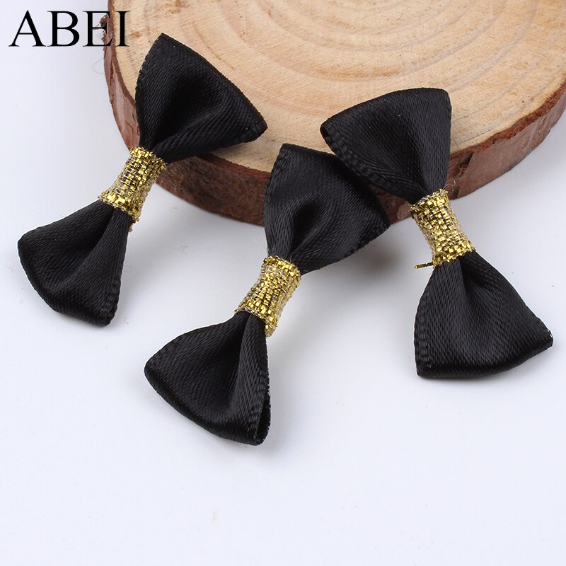 50 stks/partij Handgemaakte Mini Black Bows Satijnen Lint Strikjes Voor Scrapbooking Wedding Decors Kleding Accessoires DIY Naaien Ambacht