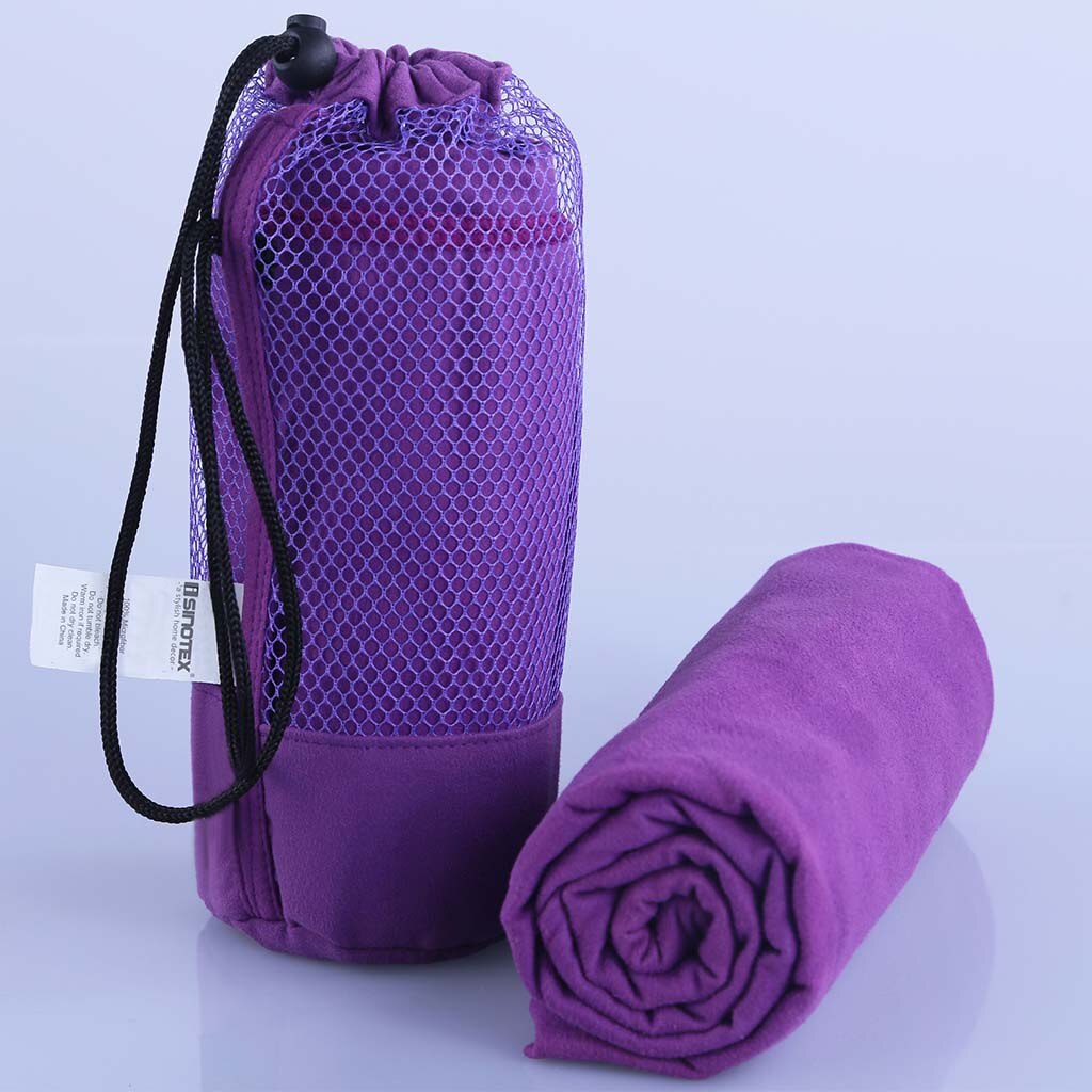 Kuntosalipyyhe 70 x 130cm isompi koko urheilupyyhe pussilla mikrokuituliina uimamatka toalha de esportes: Violetti