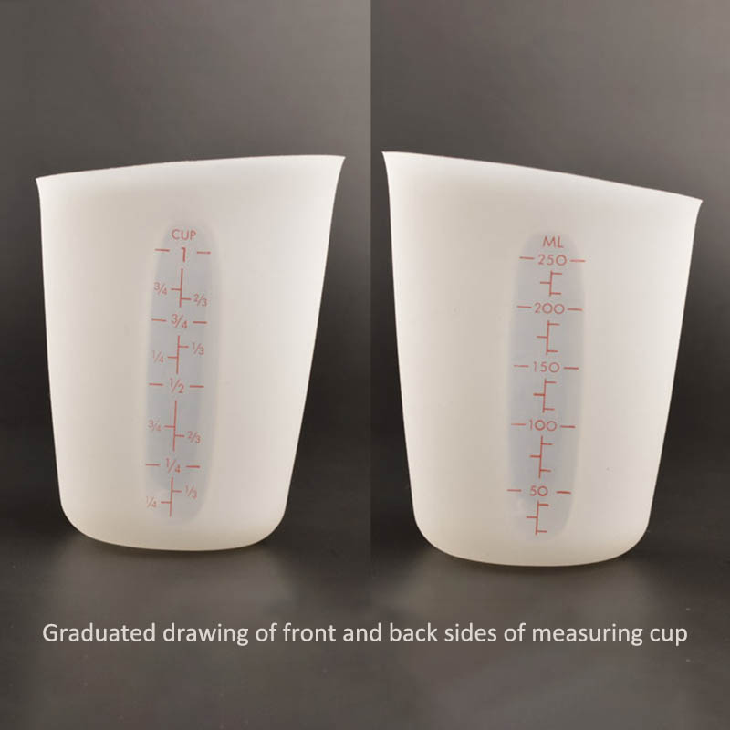 250ML Measuring Cup Visual Double-scale Kitchen Measuring Tools Silicone Food Grade Semi-permeable Cooking Accessories
