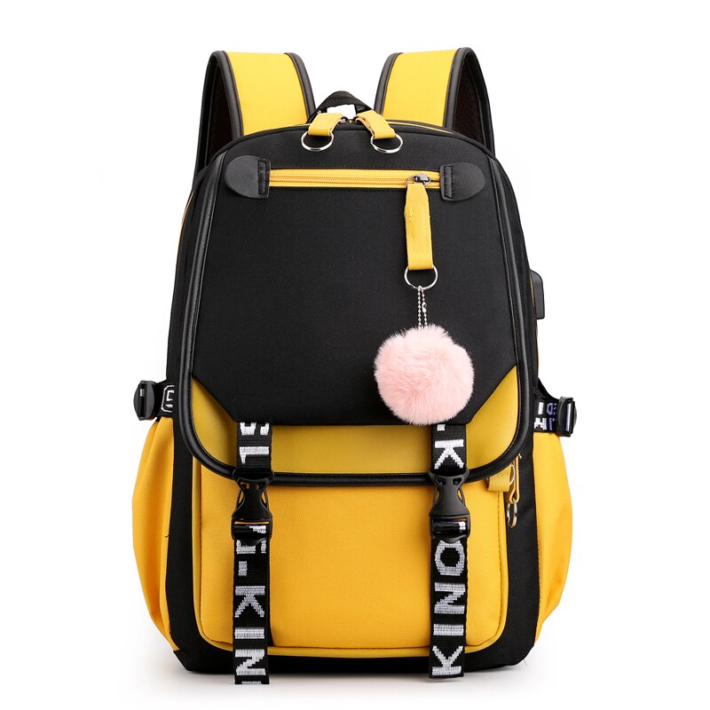 BPZMD Women girls School Backpacks Anti Theft USB Charge Backpack Waterproof Bagpack School Bags Teenage Travel Bag: Style 4