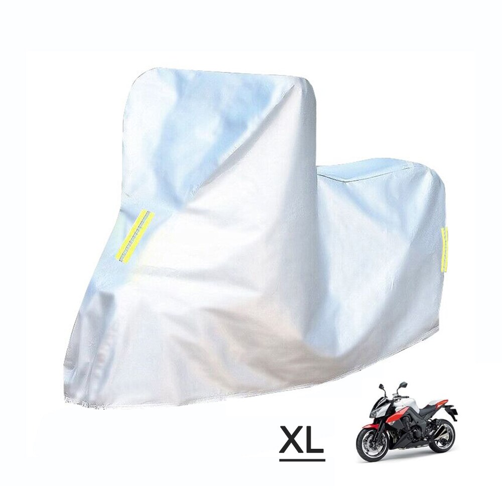 Kkmoon motorcykeldæksel universal udendørs uv-beskytter til scooter vandtæt cykel regn støvtæt dæksel 210d oxford klud: Sølv xl