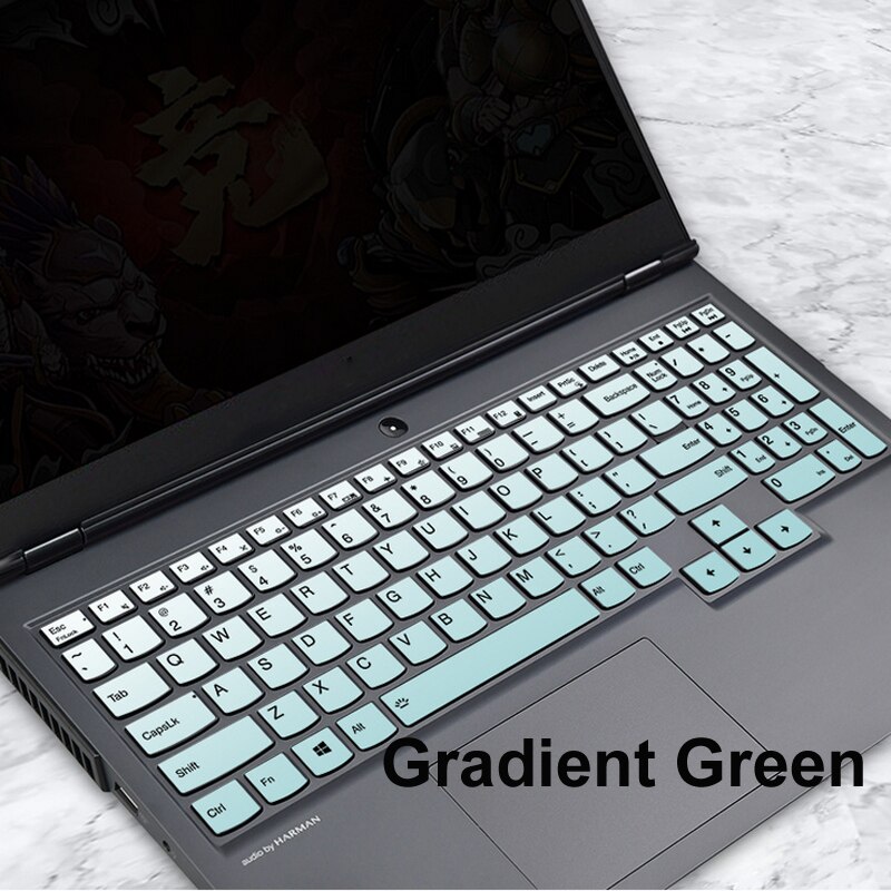 Unique Silicone Waterproof Cover Laptop Keyboards Skin For Lenovo Legion 15.6" R7000/Y7000/R7000P/Y7000P Keyboard Stickers: Gradient Green