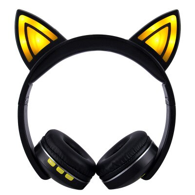 Neue Katze ohr Headset Bluetooth Headset Sport glühen kabellos Stereo faltbare Headset: Gelb