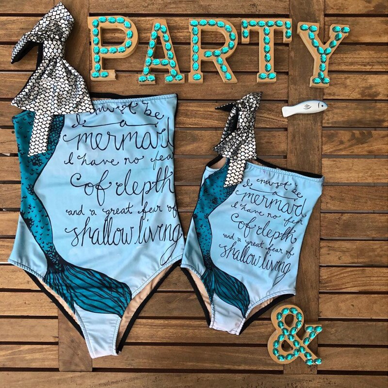 Familie brief peuter baby kinderen meisje zeemeermin badmode moeder dochter bikini dames badmode badpak strandkleding