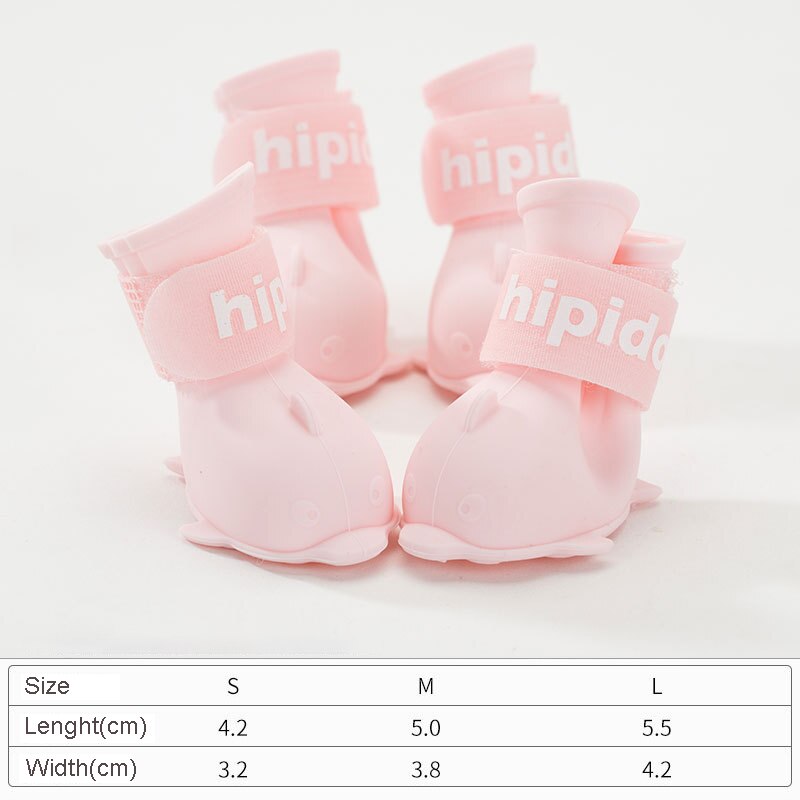 Dessin animé chiot chien chaussures poméranie Bichon Teddy chaussures lot de 4 imperméable bottes de pluie couvre-pied animal de compagnie silicone pluie chaussons
