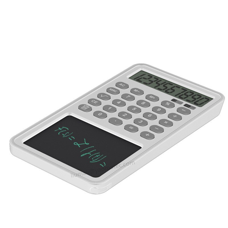 Basic Rekenmachine Standaard Functie Calculator Notepad Graffiti Board Tekentafel Lcd Schrijfblad: White