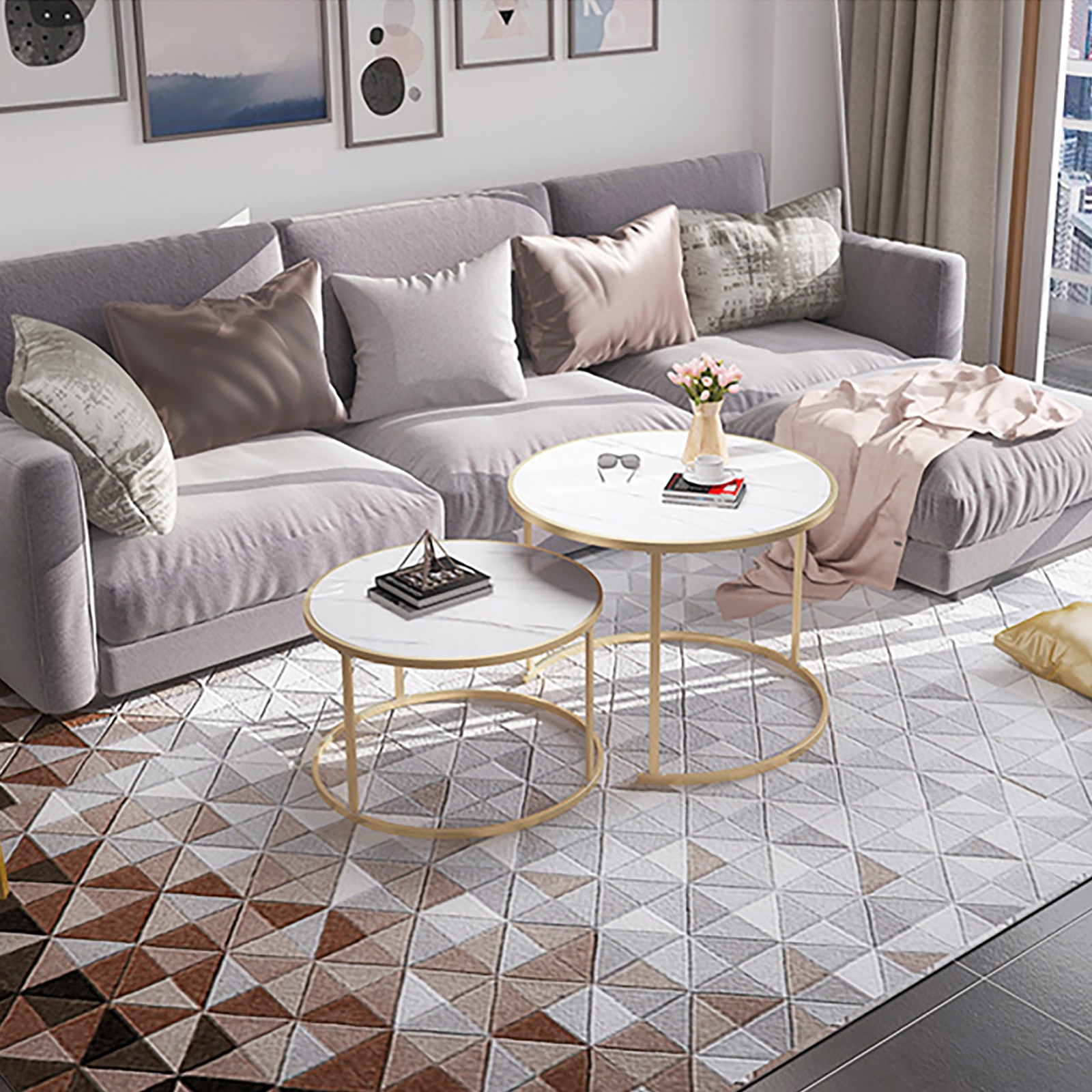 Round Table Nordic Small Coffee Table Modern Home Living Room Sofa Round Table Bedside Multifunctional Removable Table