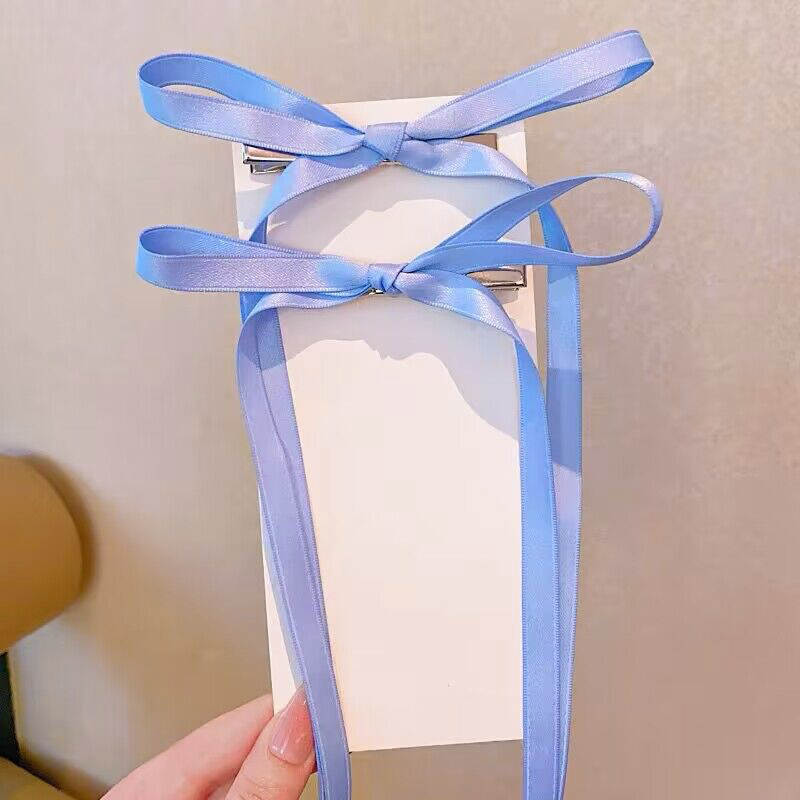 Cinta con lazo para el pelo de colores coreanos, pinzas para el pelo con lazo a la , horquillas con Clip LATERAL, diadema para mujer, accesorios para el cabello: Lavanda