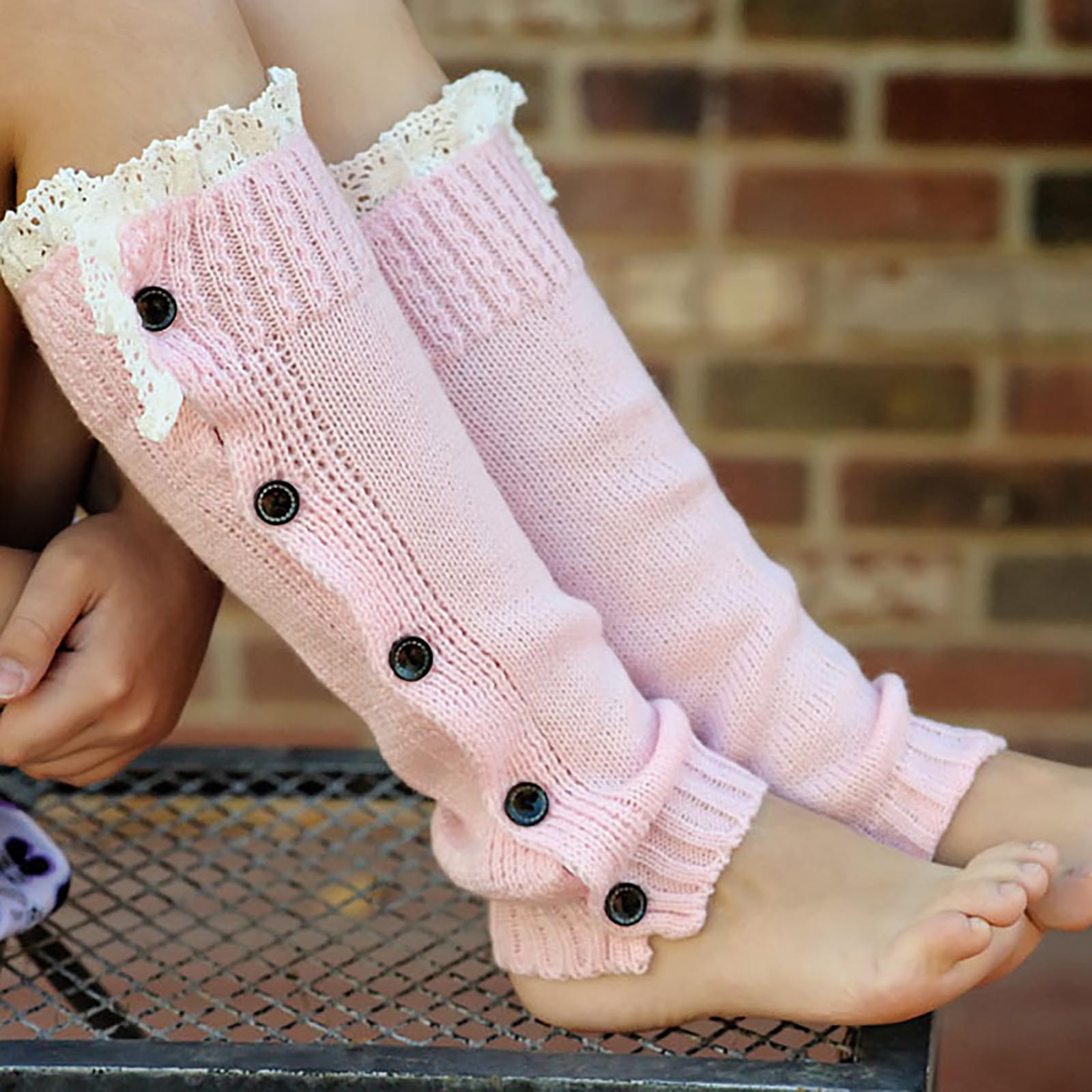 Children Boot Cuffs Winter Buttons Knit Leg Warmers Boot Topper Socks 2 Pairs Breathable Windproof Comfortable Socks Medias