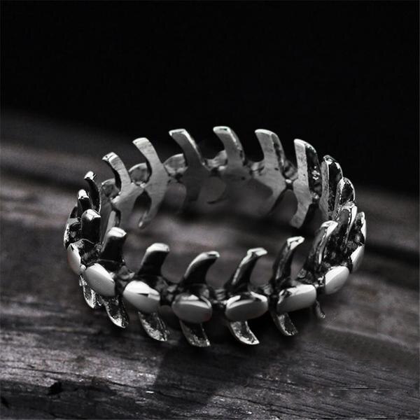 Cool Punk Stainless Steel Fishbone Ring For Man Vintage Style Classic Rvs Wedding Band Casual Sport Sieraden Boyfriend