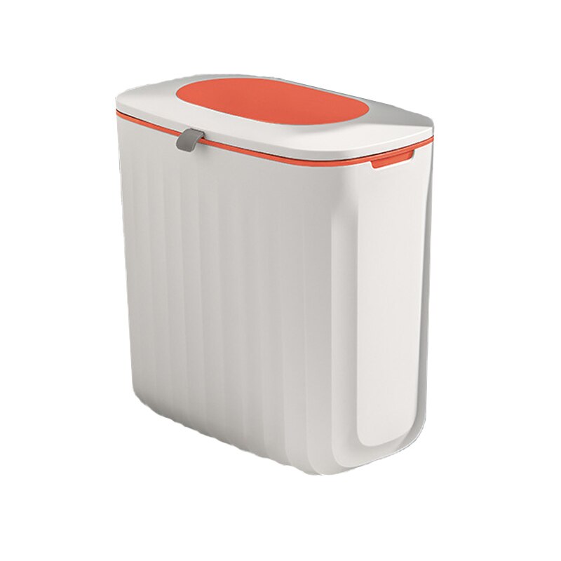Cubo de basura colgante para puerta de armario de cocina, cesta de basura de reciclaje de cocina de gran capacidad, montada en la pared, rápida, ordenada: Orange 8L