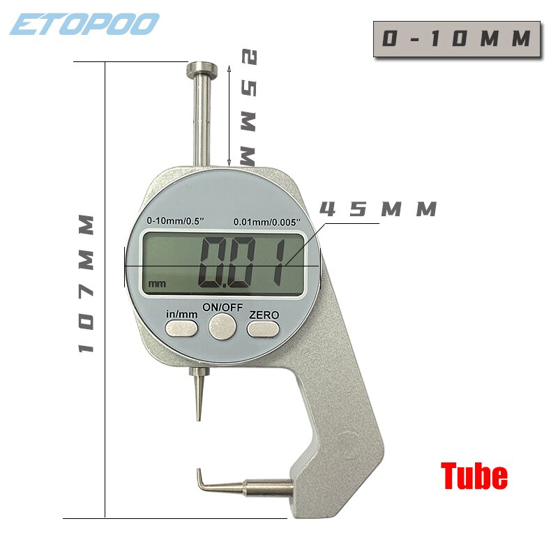 Digital Thickness Gauge Measuring Tools Electronic Thickness Meter Measure Thickness Of Paper Cloth Thin Metal Micrometer 0.01mm: digital 10mm C
