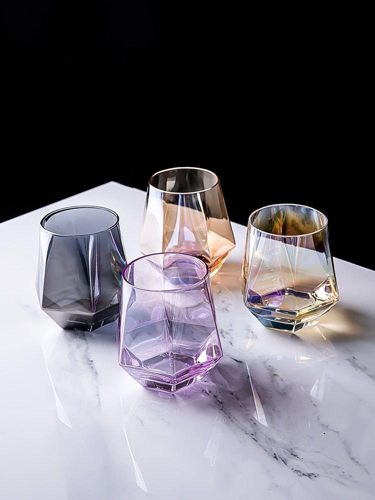 Kreative Diamant Glas Becher Whiskey Glas Geometrische Achteckige Wein Glas Trinken Gläser Kaffee Becher Saft Tasse Bahre Glas