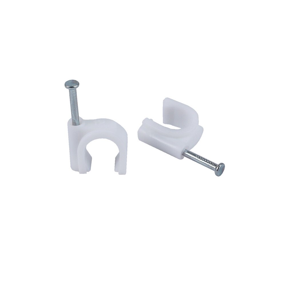 GARLLEN 100Pcs Plastic Round Electrical Wire Cable Clips Nylon Cable Clips For TV Phone Internet Lead Fixings White Cable Clamps