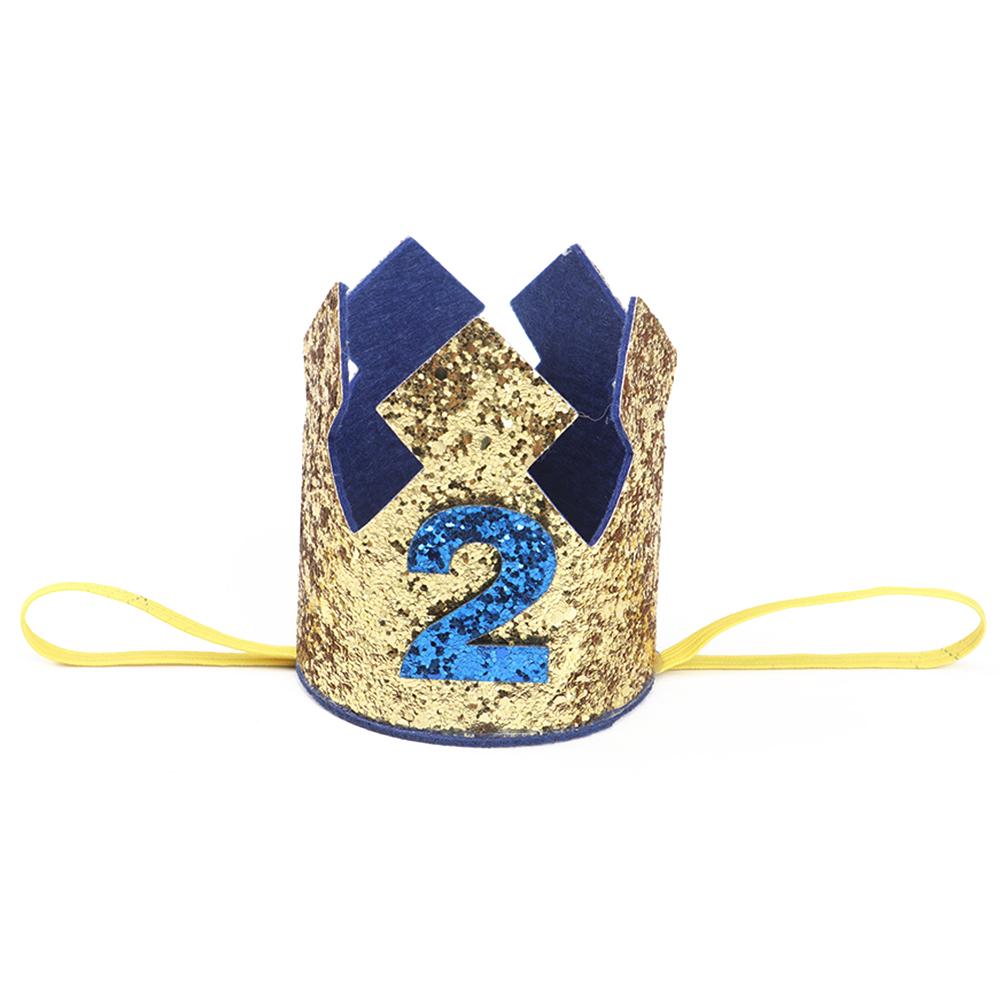Drenge piger blå guld første fødselsdag hat glitter pige guld lyserød prinsesse krone nummer 1st 2 3 år gammel fest baby shower dekor: B
