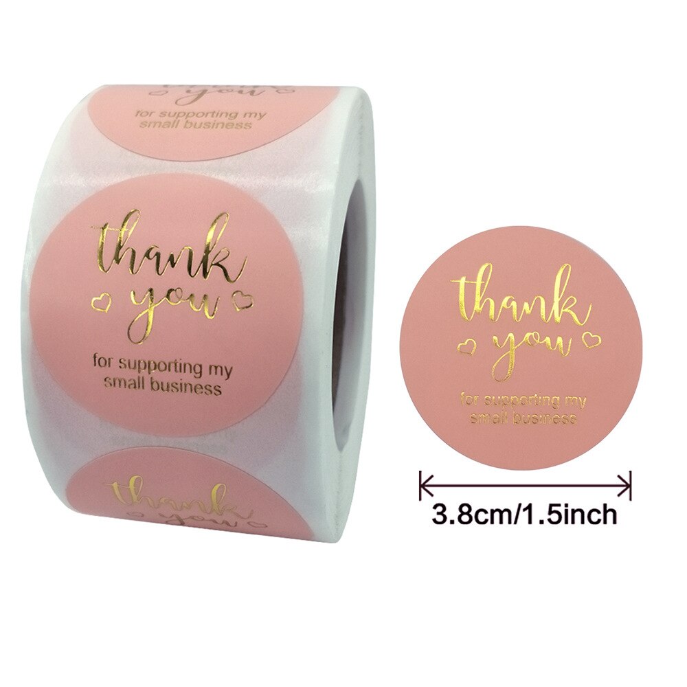 500pcs Thank You Stickers Seal Labels For Envelope Sealing Paper Labels Stickers Stationery Supply Packaging Card Box DIY: Pink Style 02