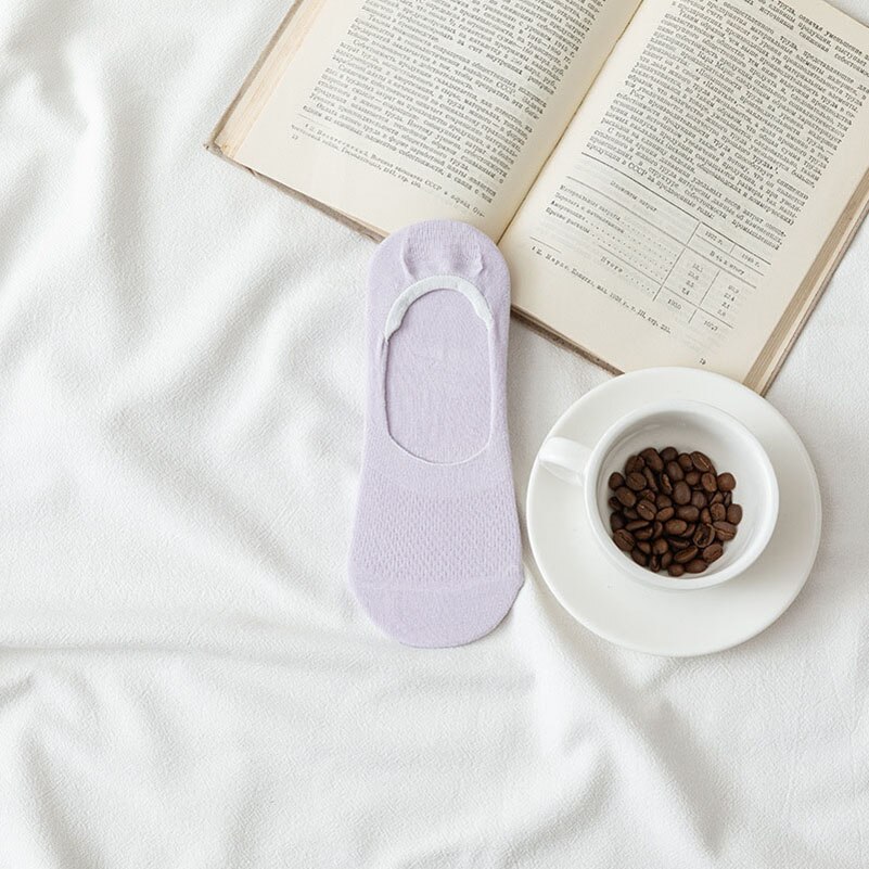 LKWDer-Calcetines de malla con agujeros para mujer, medias invisibles antideslizantes de silicona, de corte bajo, de algodón, para primavera y verano, 5 pares: H