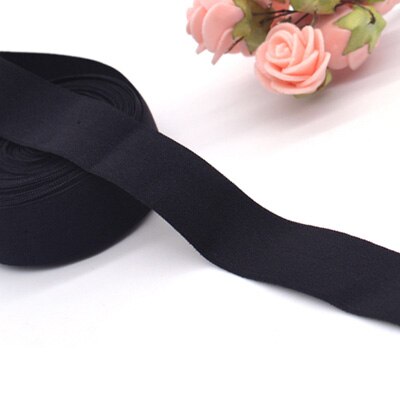 20mm Fold Over Rubber Band Multirole Fabric Spandex 2cm Elastic Bands Tape Garment For Pants Sewing Accessories 5yards: black 5yards