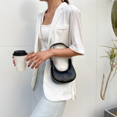 Snoep Kleur Kleine Schouder Dumplings Tassen Voor Vrouwen Bolsa Feminina Lederen Crossbody Tas Vrouwen Handtassen En Portemonnee: BLACK SMLL