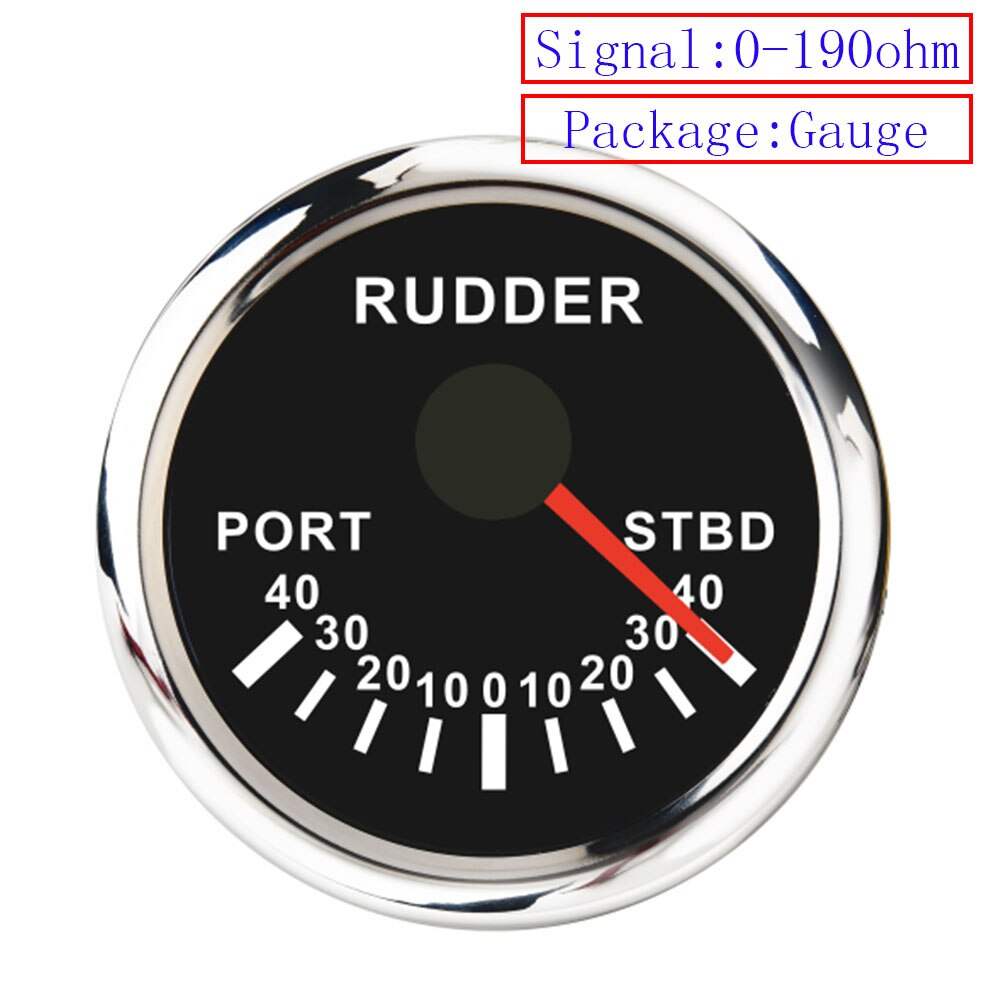 Boat Marine Rudder Angle Indicator With Rudder Angle Sensor 0-190ohm Sailing Boat Pack of 1 Rudder Angle Meter 52MM Gauge RedLED: BS only Gauge