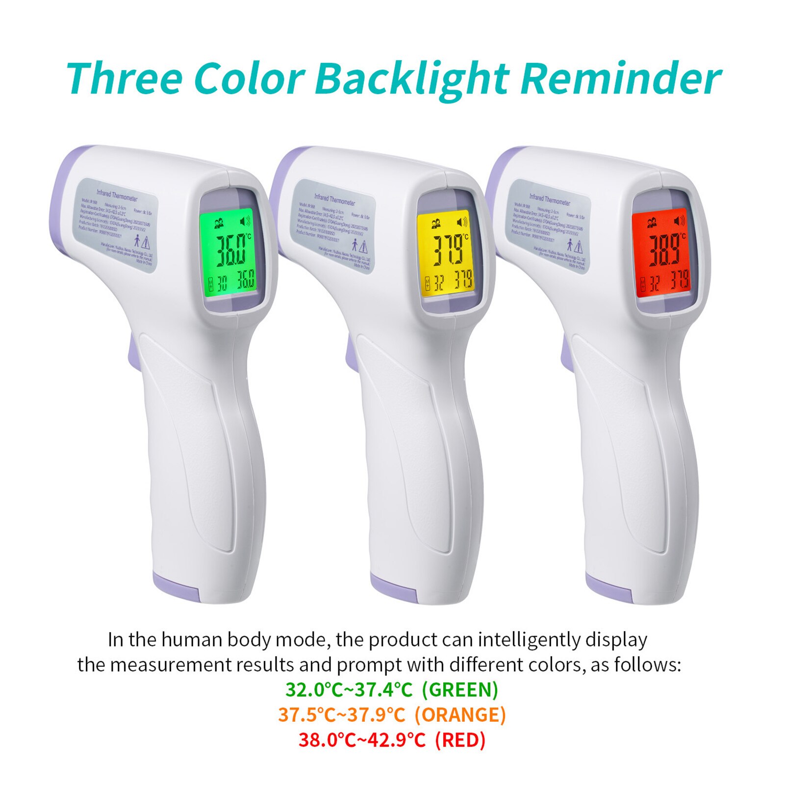Lcd Digitale Infrarood Thermometer Non-contact Ir Handheld Temperatuur Meten Meter Voorhoofd/Object Dual Mode Kleur Backlight