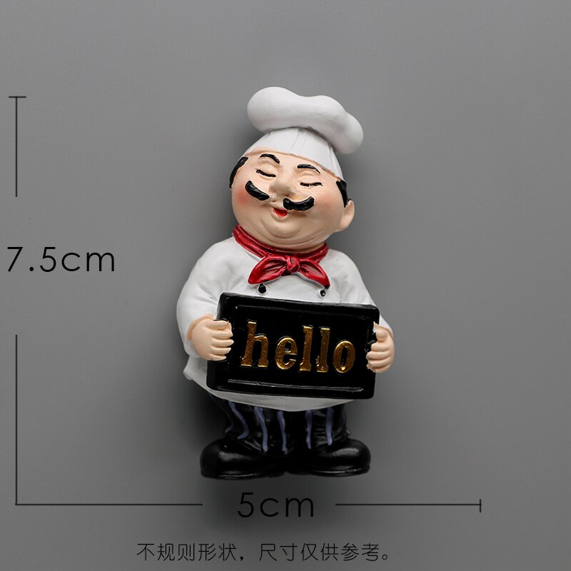 Restaurant Chef réfrigérateur collé pain maître 3D réfrigérateur aimant réfrigérateur magnétique collé à la main collection grands Chefs: Gris clair