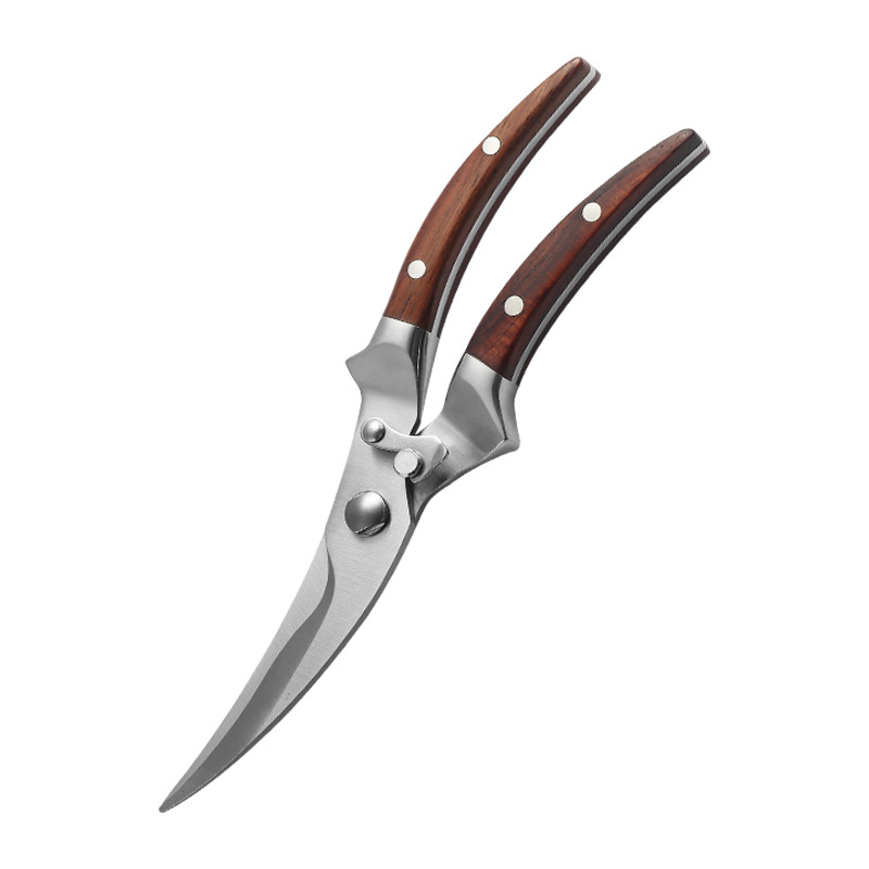 Kökssax multifunktionella verktyg tillbehör föremål prylar knivar vassa rostfritt stål grill skär kött grönsaksben: F010 trähandtag