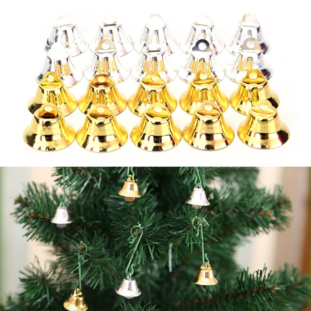 10 Stks/partij 20 Mm Gold/Silver Metal Trompet Bells Voor Kerstboom Opknoping Ornamenten Hangers Decor Wind Chime Accessoires
